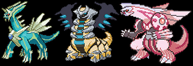 Shiny Dialga, Palkia and Giratina Pokemon Black & White