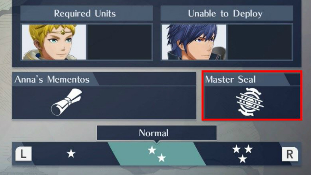 Fire Emblem Warriors Master Seal Chapter Select Screen