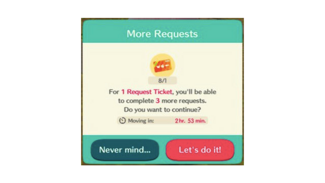 Animal Crossing Pocket Camp Request Ticket