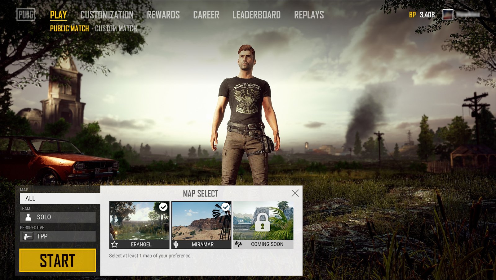 PUBG Map Selection UI First Version