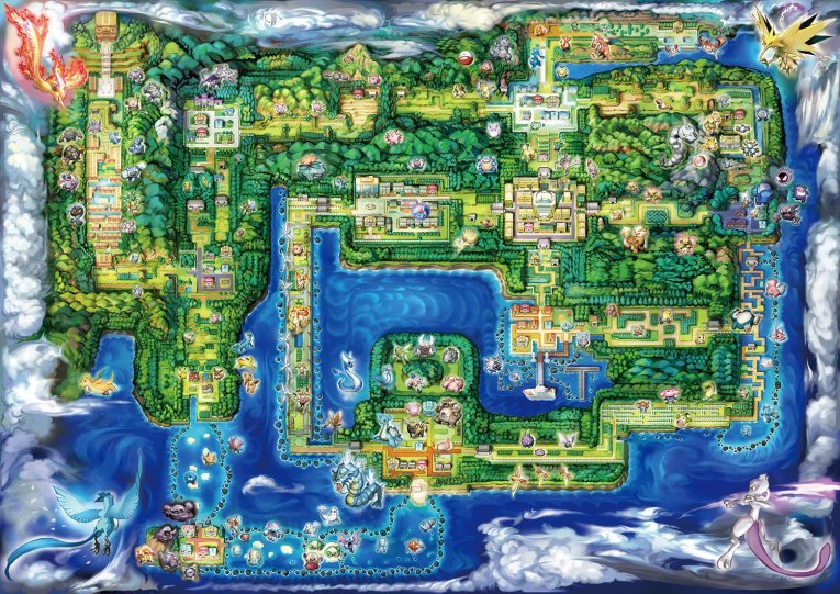 Pokemon Let's Go Pikachu and Let's Go Eevee Kanto World Map