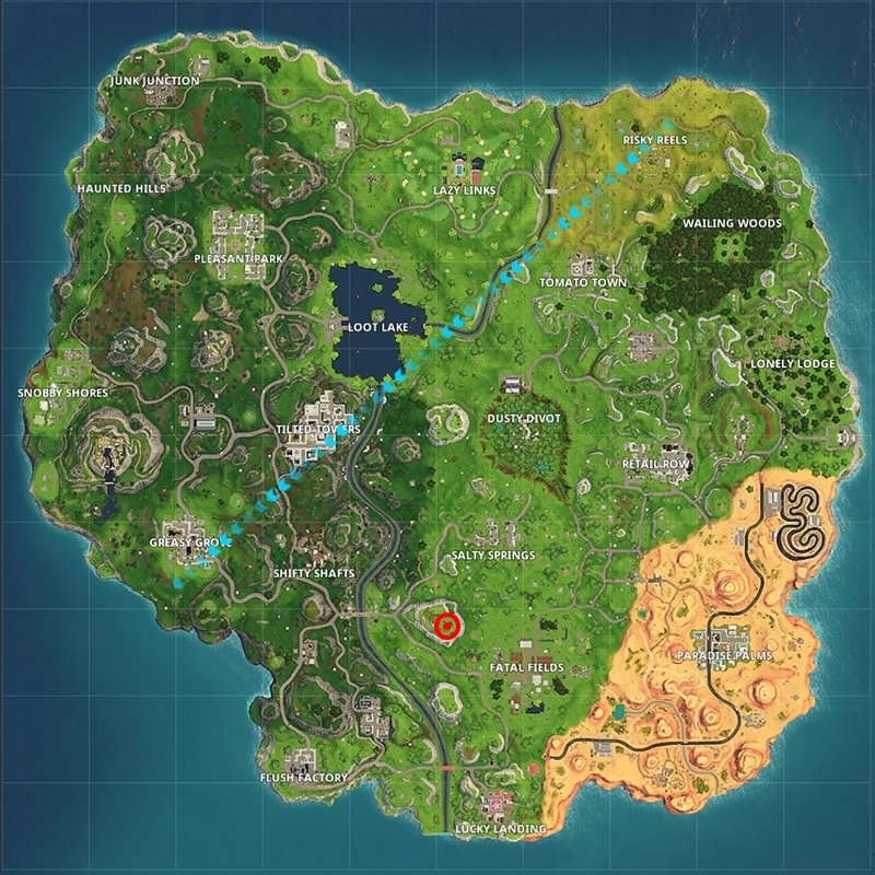 fortnite flush factory treasure map location