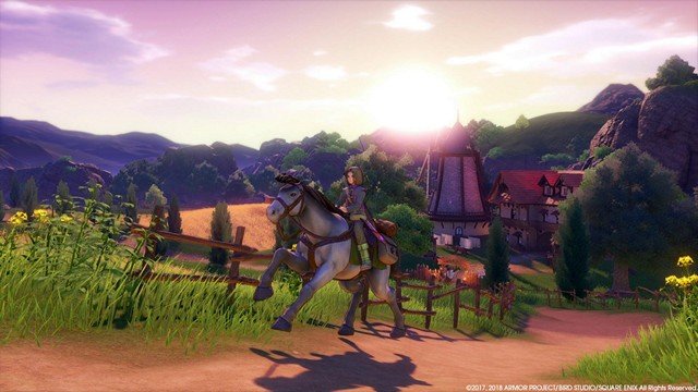 Dragon Quest 11 Review Horse in Sunset