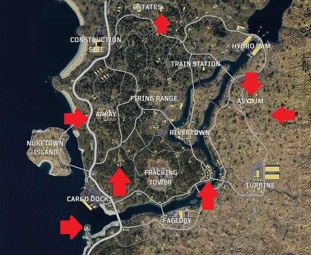 Black Ops 4 Blackout Zombie Locations map