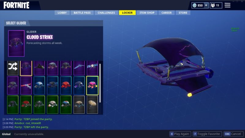 fortnite cloud strike glider skin