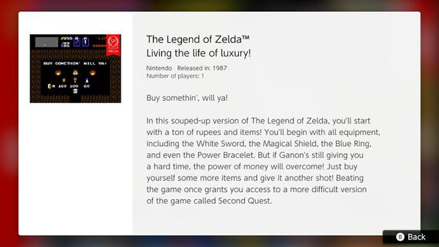 NES Legend of Zelda Switch differences