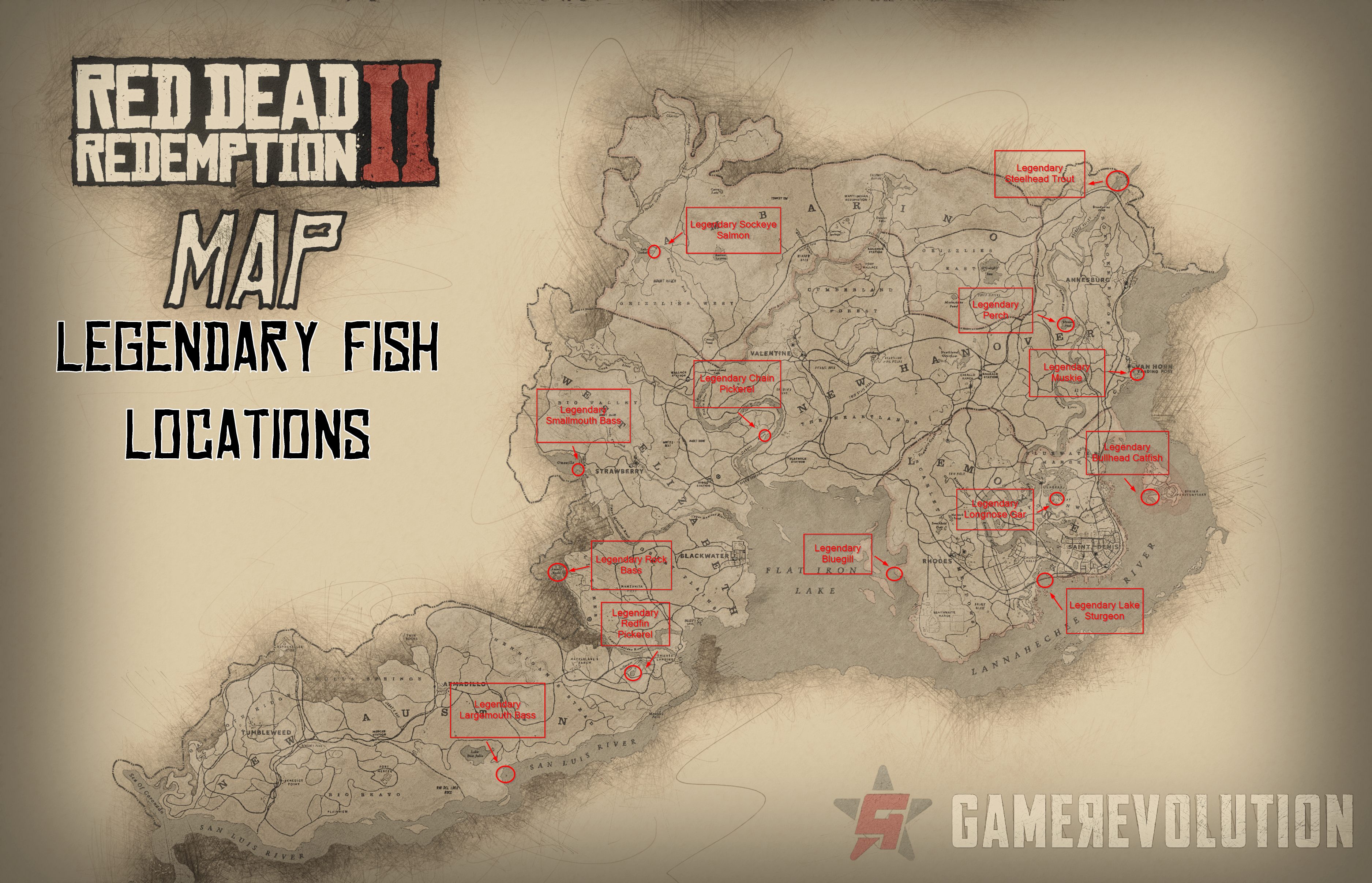 Red Dead Redemption 2 Legendary Fish Locations - What Lures to Use -  GameRevolution