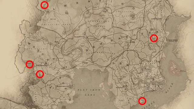Beaver locations in Red Dead Redemption 2 map