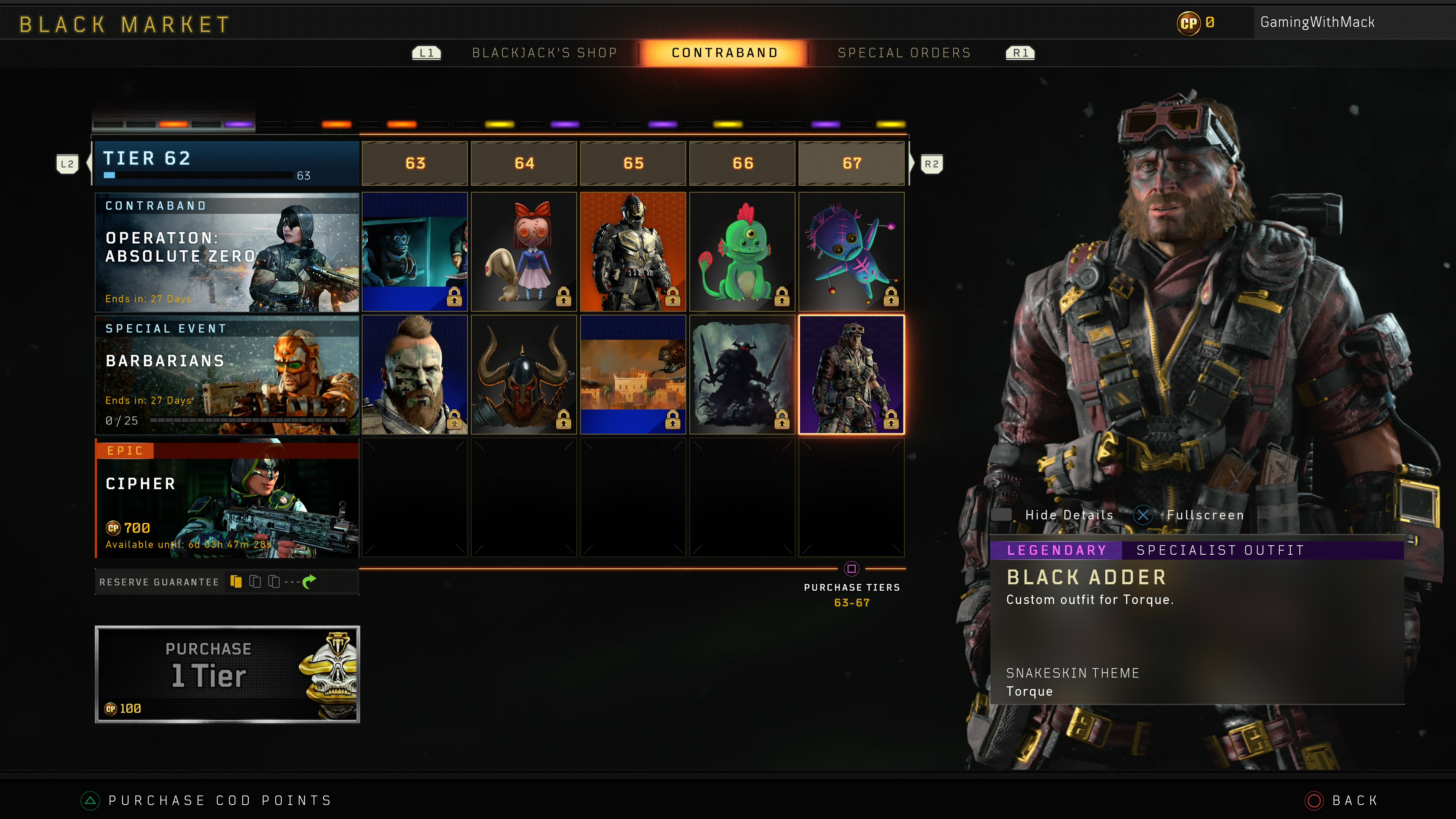 Black Ops 4 Barbarians all tiers rewards black adder