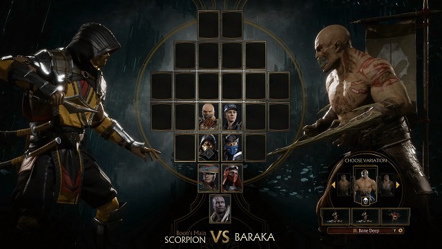Mortal Kombat 11 gameplay reveal character screen.