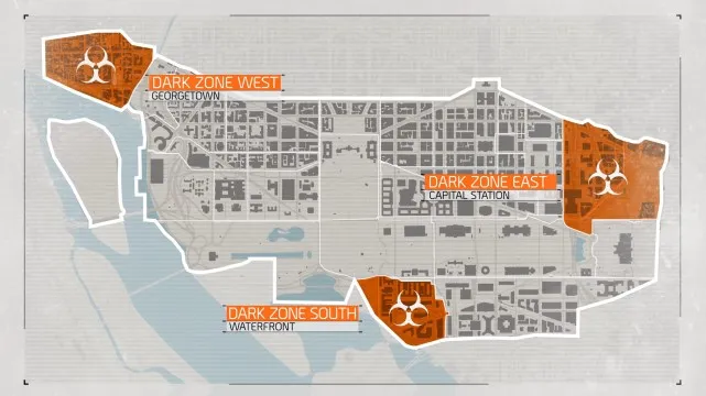 The Division 2 Dark Zones - Dark Zones map