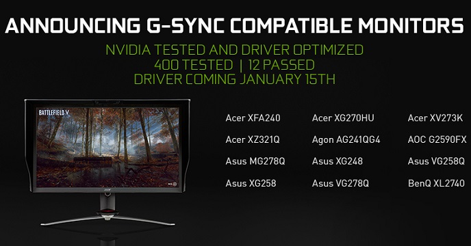 G-Sync compatible monitors from CES 2019.