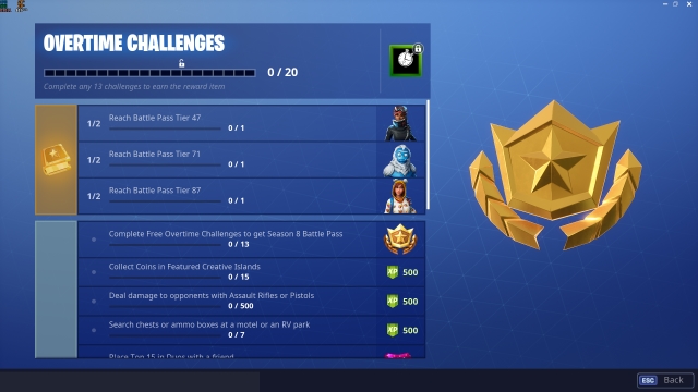 Fortnite Overtime Challenges cheat sheet