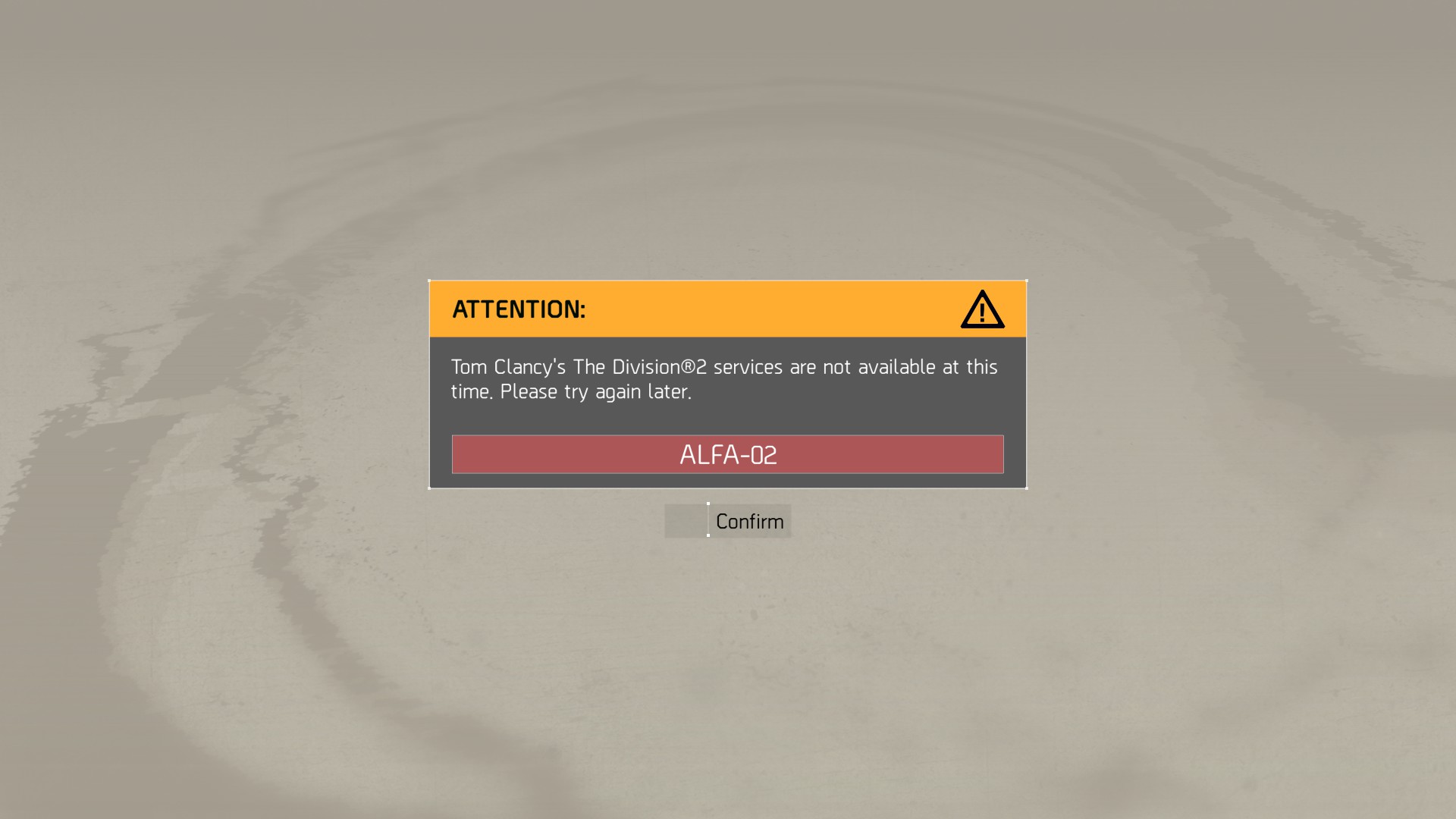 The Division 2 ALFA-02 Error Fix 