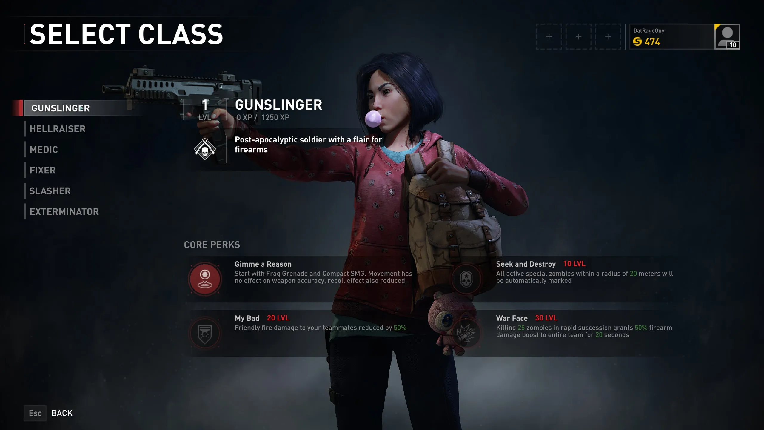 World War Z Gunslinger skills - Core Perks