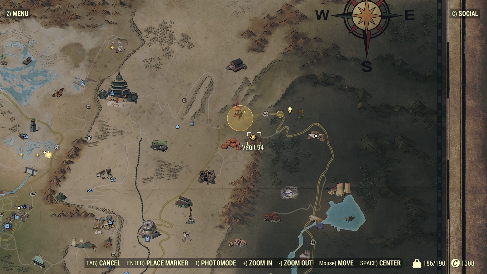 Fallout 76 Vault 94 location map