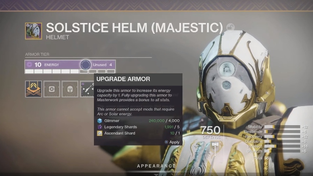 Destiny 2: Shadowkeep armor customization Armor mod material drops