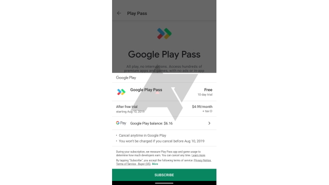 Google Play Pass premium apps and gaming subscription service
