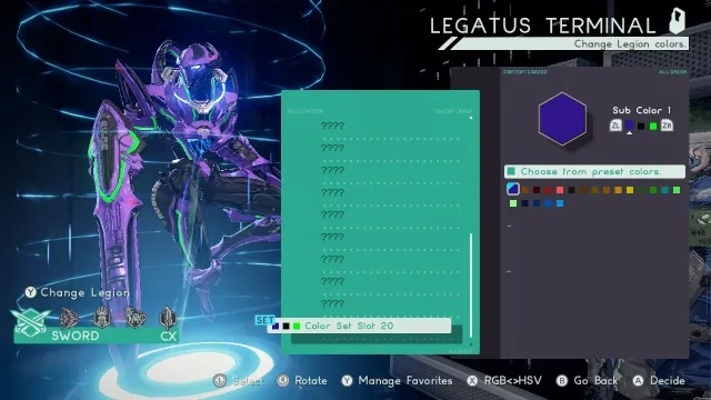 Astral Chain Legion Color Slots