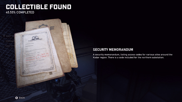 Gears 5 Lena's Code Location