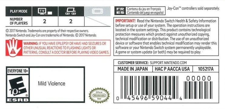 Nintendo Switch Lite game play mode label