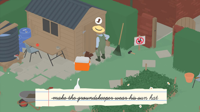 Untitled Goose Game How to make the groundskeeper wear his sun hat