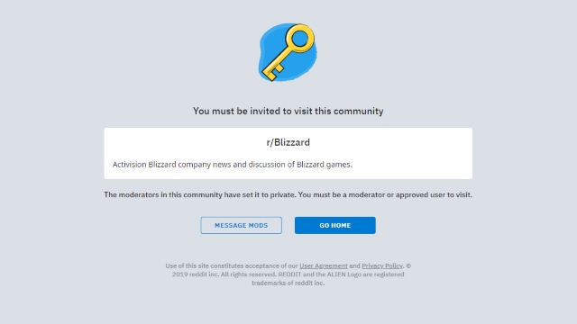Blizzard Reddit private
