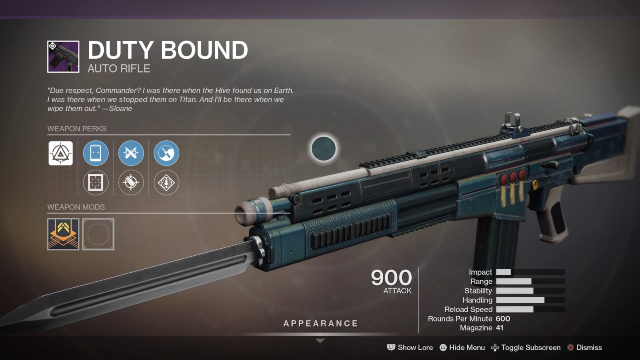 Destiny 2 duty bound gun