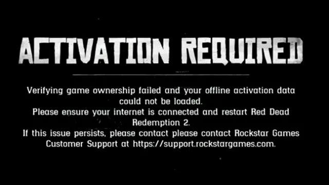 Red Dead Redemption 2 Activation Required error