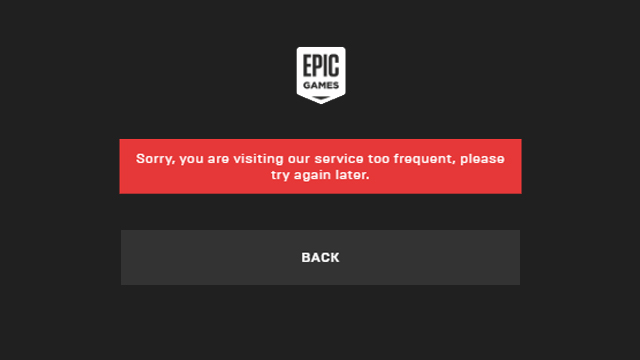 Fortnite Sorry You Are Visiting Too Frequently error