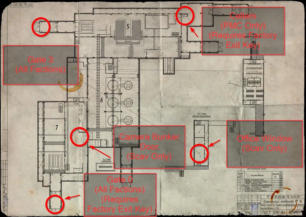 Escape From Tarkov Factory Map - EFT Loot and extraction points