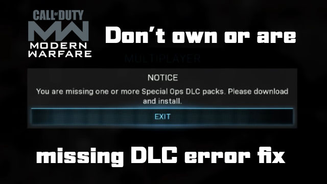 Modern Warfare missing DLC packs error