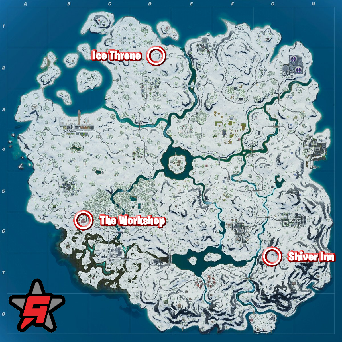 Fortnite Ice Throne location map search ammo boxes