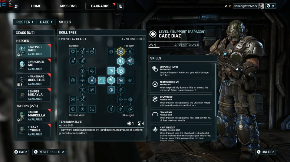 Gears Tactics best skills and build recommendations for Support