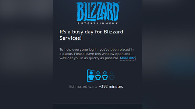 It's a busy day for Blizzard services login queue error