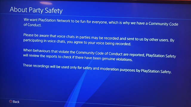 ps4 about party safety