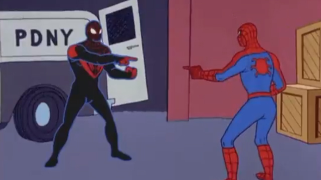 Spider-Man: Miles Morales acknowledges the 'pointing at Spider-Man' meme -  GameRevolution