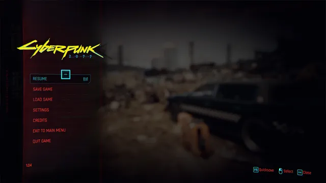Cyberpunk 2077 how to Quicksave and Quickload