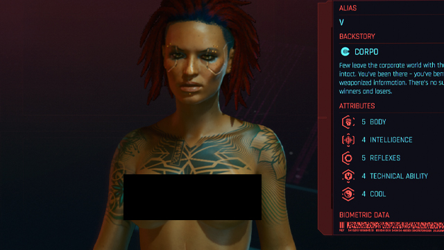 do cyberpunk 2077 genitals change anything