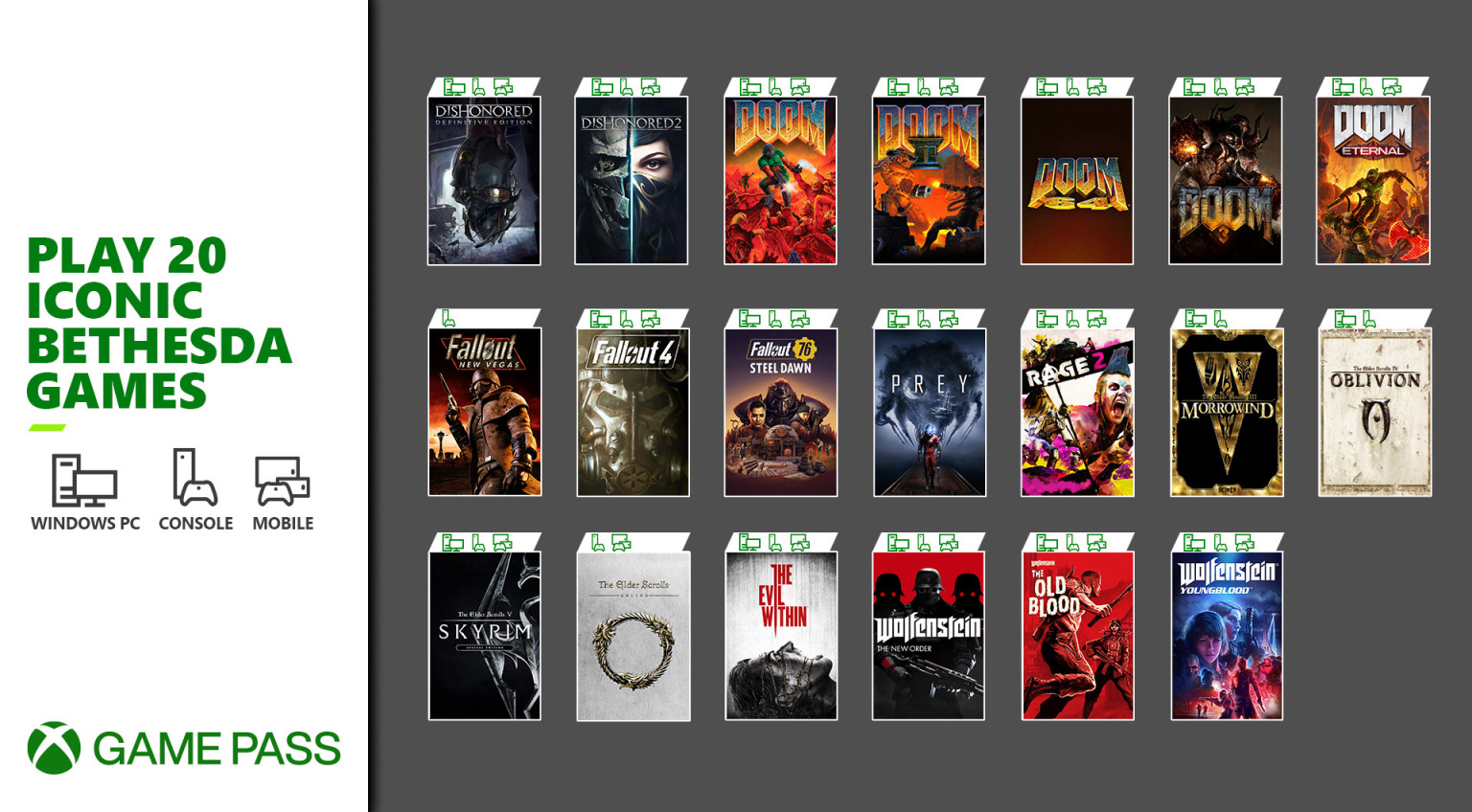 Xbox Game Pass Bethesda List