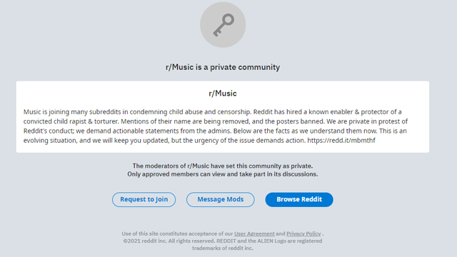 reddit is a private community