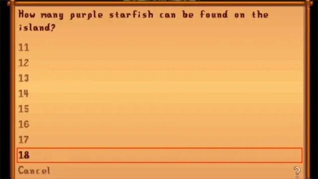How many purple starfish are in Stardew Valley?