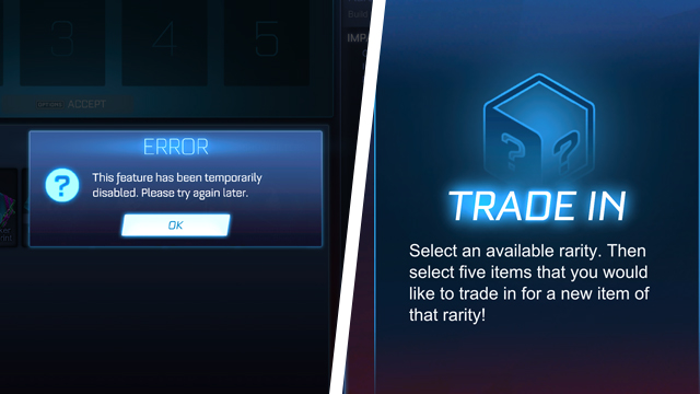 Rocket League trade-in disabled fix