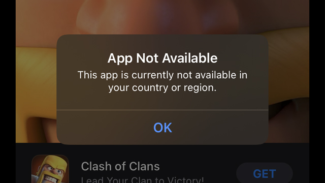 iPhone App not available error