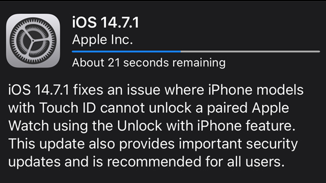 update to iOS 14.7.1