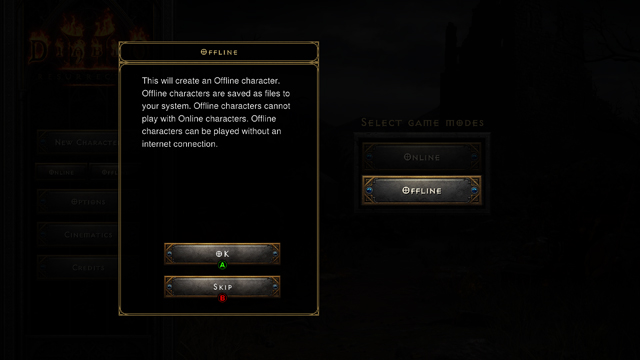 Diablo 2 Resurrected Offline character