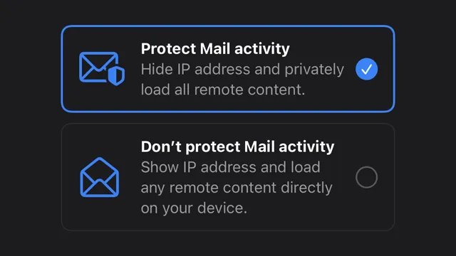 iOS 15 Mail Privacy Protection choice