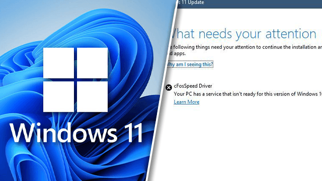 Windows 11 cFosSpeed Driver Upgrade Error