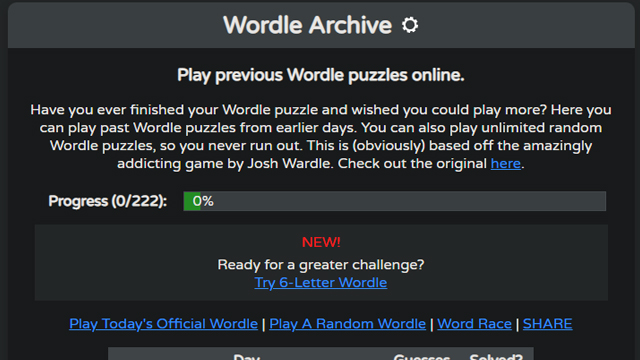 how to play wordle previous day