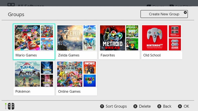 Nintendo Update Groups Folders Switch
